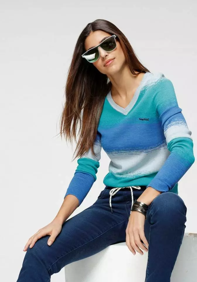 KangaROOS V-Ausschnitt-Pullover in modischem Melange Strick 3 KangaROOS V-Ausschnitt-Pullover in modischem Melange Strick – Bild 3