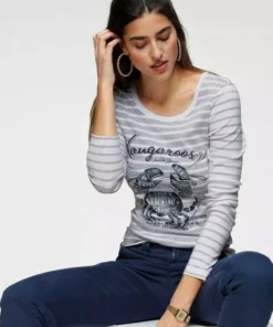 KangaROOS Longsleeve mit Marine Look Front-Print Rosa-wei&szlig;-gestreift, Hellgrau-wei&szlig;-gestreift, Wei&szlig;-marine-gestreift -KangaROOS Verkaufsladen 581d841f c230 5563 aa16 808fbf021879