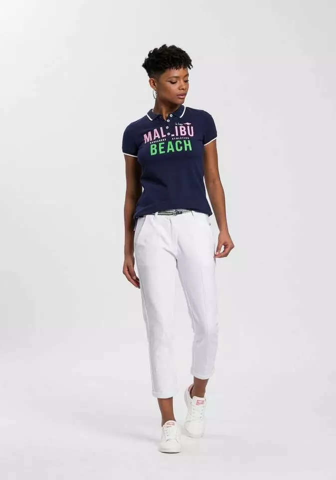 KangaROOS Poloshirt mit großem Malibu-Beach Logo-Druck - NEUE KOLLEKTION Marine, Weiß 4 KangaROOS Poloshirt mit großem Malibu-Beach Logo-Druck - NEUE KOLLEKTION Marine, Weiß – Bild 4