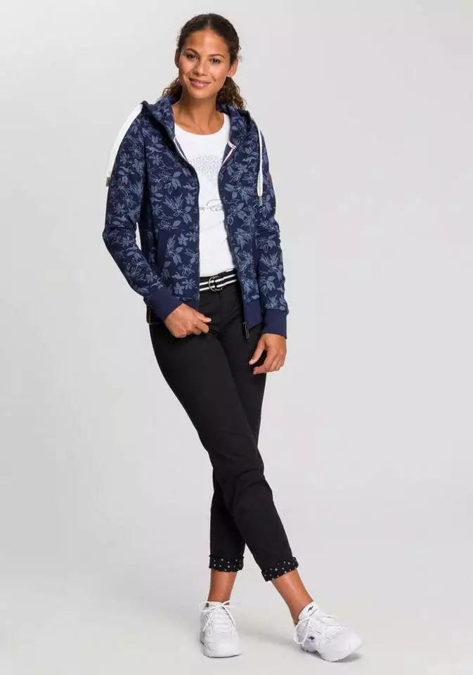 KangaROOS Kapuzensweatjacke mit modischem Minimal-Allover-Druck Marine, Himbeere-meliert 4 KangaROOS Kapuzensweatjacke mit modischem Minimal-Allover-Druck Marine, Himbeere-meliert – Bild 4