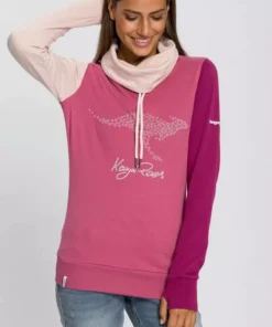 KangaROOS Sweatshirt mit kontrastfarbenen Ärmeln im neuen Colour-Blocking-Design - NEUE KOLLEKTION Weiß-schwarz-hellgrau, Beere
