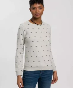 KangaROOS Sweatshirt mit Wording-Druck auf dem Rücken & Allover-Druck - NEUE KOLLEKTION Anthrazit-meliert, Beige-meliert -KangaROOS Verkaufsladen 637707a5 90cc 586b a7da a6850c777d5d