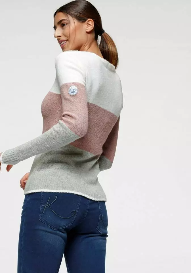 KangaROOS Rundhalspullover aus Loop-Garn im besonderen Blockstreifen 2 KangaROOS Rundhalspullover aus Loop-Garn im besonderen Blockstreifen – Bild 2