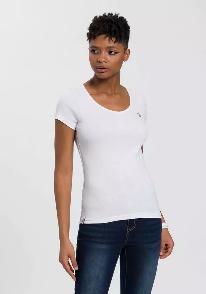 KangaROOS T-Shirt mit V-Neck und silberschimmernden Logodruck auf der Brust - NEUE KOLLEKTION Rosa, Weiß, Marine 7 KangaROOS T-Shirt mit V-Neck und silberschimmernden Logodruck auf der Brust - NEUE KOLLEKTION Rosa, Weiß, Marine – Bild 7