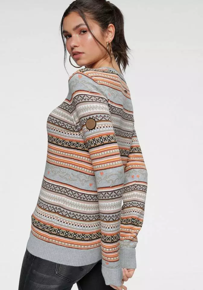 KangaROOS Rundhalspullover im Jaquard-Feinstrick Bunt, Natur-braun 2 KangaROOS Rundhalspullover im Jaquard-Feinstrick Bunt, Natur-braun – Bild 2