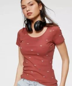 KangaROOS T-Shirt mit Anker, Schiffchen oder Reh-Print Hellgrau-meliert, Marine, Rost, Schwarz