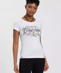 KangaROOS T-Shirt mit blumigen Logodruck im Vintage-Retro-Look - NEUE KOLLEKTION Blau-melange, Wei&szlig;