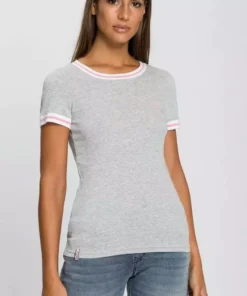 KangaROOS T-Shirt mit modischen Rippenbünchen Schwarz, Blau, Hellgrau-meliert