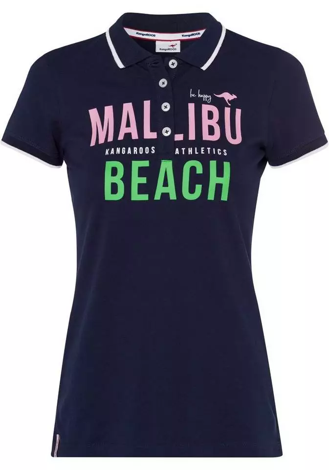 KangaROOS Poloshirt mit großem Malibu-Beach Logo-Druck - NEUE KOLLEKTION Marine, Weiß 5 KangaROOS Poloshirt mit großem Malibu-Beach Logo-Druck - NEUE KOLLEKTION Marine, Weiß – Bild 5