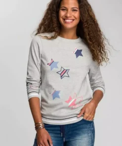 KangaROOS Sweater mit süßen Sternchen-Drucken Hellgrau-meliert, Marine-bedruckt, Schwarz