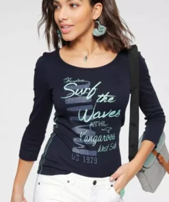 KangaROOS 3/4-Arm-Shirt mit auffälligen Schriftzügen Hellgrau-meliert, Marine, Wei&szlig;, Pink -KangaROOS Verkaufsladen 739bdd7f 008d 550b b717 f98f366d1531