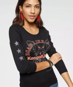 KangaROOS Langarmshirt mit Känguru-Front-Print Blau, Pink, Bedruckt-wei&szlig;, Schwarz-bedruckt -KangaROOS Verkaufsladen 73d253ef b971 526d 8d5d 55a00246d810