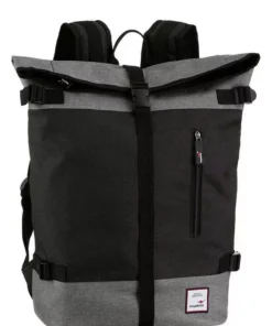 KangaROOS Cityrucksack, mit modischem Roll Top Gelb-grau, Schwarz