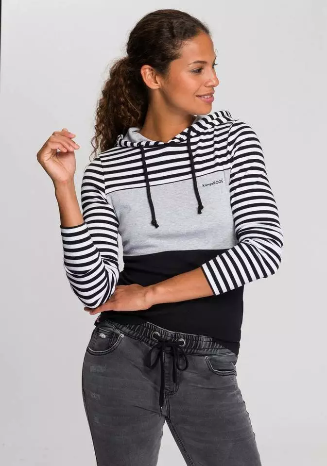 KangaROOS Kapuzenshirt in verspielter Ringel-Optik mit Colorblocking Design Schwarz-weiß-hellgrau, Weiß-marine-rauchblau, Coral-hellgrau-gestreift, Grün-marine-gestreift 11 KangaROOS Kapuzenshirt in verspielter Ringel-Optik mit Colorblocking Design Schwarz-weiß-hellgrau, Weiß-marine-rauchblau, Coral-hellgrau-gestreift, Grün-marine-gestreift – Bild 11