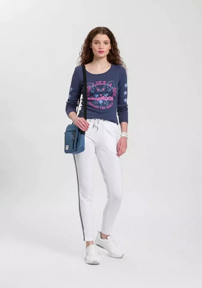 KangaROOS Jogger Pants mit seitlichem, aufgesetztem Galon-Streifen Marine, Weiß, Graublau-meliert, Schwarz 4 KangaROOS Jogger Pants mit seitlichem, aufgesetztem Galon-Streifen Marine, Weiß, Graublau-meliert, Schwarz – Bild 4