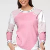 KangaROOS Sweatshirt im Colorblocking-Design mit Pünktchen Rosa-weiß-hellgrau-bedruckt, Schwarz-hellgrau-meliert, Himbeere-meliert, Marine-hellblau
