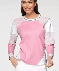 KangaROOS Sweatshirt im Colorblocking-Design mit Pünktchen Rosa-weiß-hellgrau-bedruckt, Schwarz-hellgrau-meliert, Himbeere-meliert, Marine-hellblau