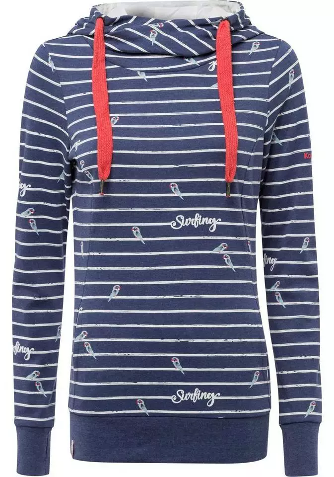 KangaROOS Hoodie in Langform mit überlappender Kapuze Ecru-meliert-mittelblau, Blau-meliert-weiß, Koralle-meliert, Schwarz 5 KangaROOS Hoodie in Langform mit überlappender Kapuze Ecru-meliert-mittelblau, Blau-meliert-weiß, Koralle-meliert, Schwarz – Bild 5