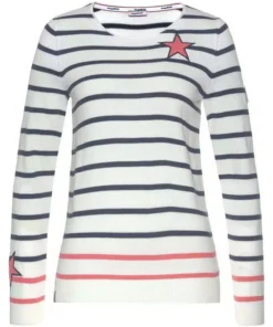 KangaROOS Streifenpullover mit kontrastfarbigen, aufgenähten Sternen Schwarz-grau-wollwei&szlig;-gestreift, Blau-wei&szlig;-rosa-gestreift, Wollwei&szlig;-blau-hellpink-gestreift -KangaROOS Verkaufsladen 7d5a6de4 cf9e 577e 8244 02f3179cfcaf