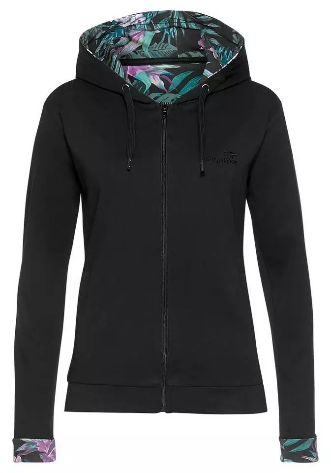 KangaROOS Kapuzensweatjacke mit bedruckter Innenseite Petrol, Schwarz 5 KangaROOS Kapuzensweatjacke mit bedruckter Innenseite Petrol, Schwarz – Bild 5