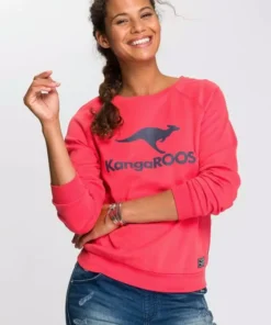 KangaROOS Sweater mit großem Label-Print vorne Hellgrau-meliert, Blau, Weiß, Schwarz