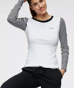 KangaROOS Langarmshirt im modischem Uni-Streifen-Mix Weiß-schwarz-gestreift, Marine-weiß