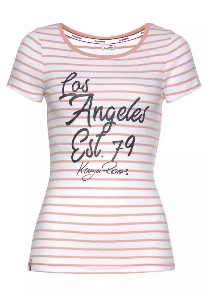 KangaROOS T-Shirt mit großem Logoschriftzug in Handschrift-Optik Marine-weiß, Weiß-rosa 6 KangaROOS T-Shirt mit großem Logoschriftzug in Handschrift-Optik Marine-weiß, Weiß-rosa – Bild 6