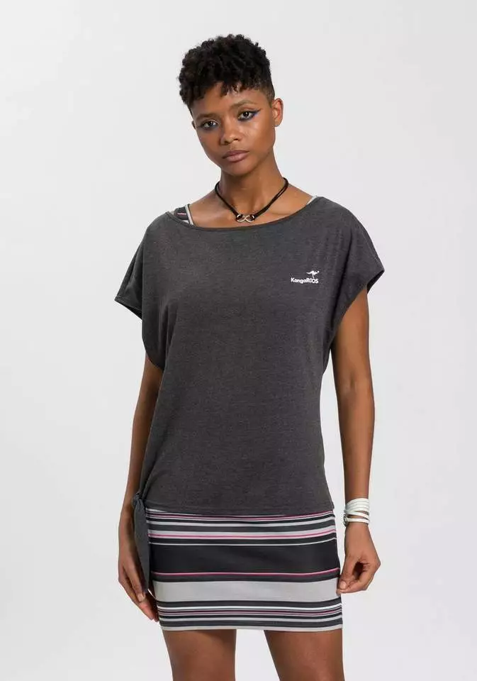 KangaROOS Jerseykleid (Set, 2-tlg., mit T-Shirt) mit Stretchanteil Türkis-weiß, Anthrazit-meliert-schwarz, Marine | rot-blau-gestreift 2 KangaROOS Jerseykleid (Set, 2-tlg., mit T-Shirt) mit Stretchanteil Türkis-weiß, Anthrazit-meliert-schwarz, Marine | rot-blau-gestreift – Bild 2