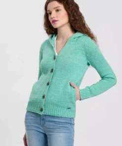 KangaROOS Kapuzenstrickjacke mit Eingrifftaschen in der Seitennaht - NEUE KOLLEKTION Türkis, Grau-meliert