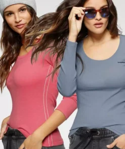 KangaROOS Langarmshirt (Packung, 2-tlg., 2er-Pack) im Doppelpack in toller Basic-Form Marine | grau-meliert, Blau-himbeere, Schwarz-weiß