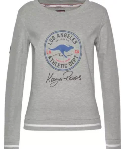 KangaROOS Sweatshirt mit großem Retro Label-Druck im Collage-Look - NEUE KOLLEKTION Hellgrau-meliert, Marine, Wei&szlig; -KangaROOS Verkaufsladen 8814bb73 0c10 5ad2 8aa3 bfe7084225bc