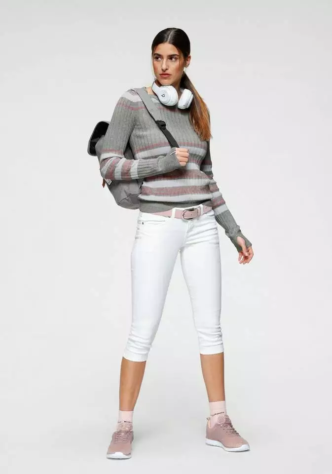 KangaROOS Rundhalspullover im stilvollem Streifen-Design Hellgrau-weiß-rosa, Rot-marine-weiß 4 KangaROOS Rundhalspullover im stilvollem Streifen-Design Hellgrau-weiß-rosa, Rot-marine-weiß – Bild 4