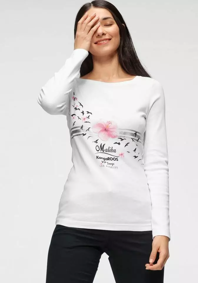 KangaROOS Longsleeve mit großem Druck im Metallic-Design Marine-meliert, Hellgrau-meliert, Weiß, Schwarz 10 KangaROOS Longsleeve mit großem Druck im Metallic-Design Marine-meliert, Hellgrau-meliert, Weiß, Schwarz – Bild 10