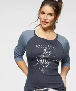 KangaROOS Longsleeve mit Metallic-Print vorne Marine-blau, Schwarz-grau-meliert, Wei&szlig;-hellgrau-meliert, Beere -KangaROOS Verkaufsladen 8cd281ed 6939 5632 8772 aa50994230fa