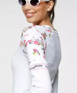 KangaROOS Langarmshirt mit floralem Druck Einsatz - NEUE KOLLEKTION Marine, Wei&szlig; -KangaROOS Verkaufsladen 8d0fdd22 3691 5580 9d20 35d81690af84