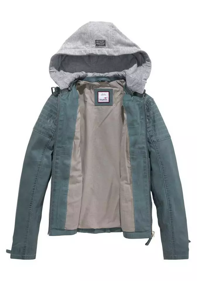 KangaROOS Lederjacke mit Kapuze aus Shirt-Ware Graublau-washed, Schwarz-washed, Stone-washed 5 KangaROOS Lederjacke mit Kapuze aus Shirt-Ware Graublau-washed, Schwarz-washed, Stone-washed – Bild 5