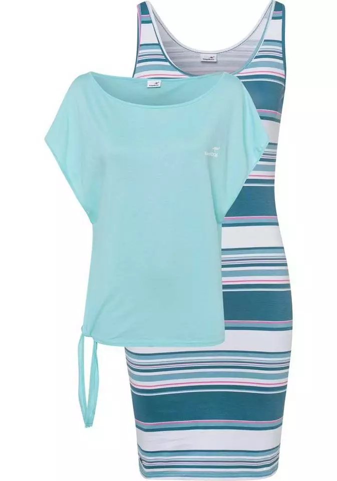 KangaROOS Jerseykleid (Set, 2-tlg., mit T-Shirt) mit Stretchanteil Türkis-weiß, Anthrazit-meliert-schwarz, Marine | rot-blau-gestreift 9 KangaROOS Jerseykleid (Set, 2-tlg., mit T-Shirt) mit Stretchanteil Türkis-weiß, Anthrazit-meliert-schwarz, Marine | rot-blau-gestreift – Bild 9