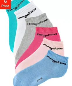 KangaROOS Sneakersocken (6-Paar) mit Frottee innen 1 x weiß | 1 x rosa | 1 x pink | 1 x mint | 1 x blau | 1 x grau, 6 x schwarz