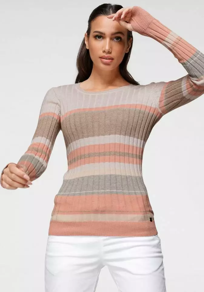 KangaROOS Rundhalspullover im sportivem Streifen-Design Bunt-lila, Weiß-marine-rot-gestreift, Wollweiß-rosa, Pink-orange-grün 7 KangaROOS Rundhalspullover im sportivem Streifen-Design Bunt-lila, Weiß-marine-rot-gestreift, Wollweiß-rosa, Pink-orange-grün – Bild 7