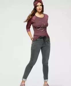 KangaROOS Longsleeve mit Metallic-Print vorne Marine-blau, Schwarz-grau-meliert, Wei&szlig;-hellgrau-meliert, Beere -KangaROOS Verkaufsladen 935f9528 e81d 5705 9b2e c1c47c72fd7d