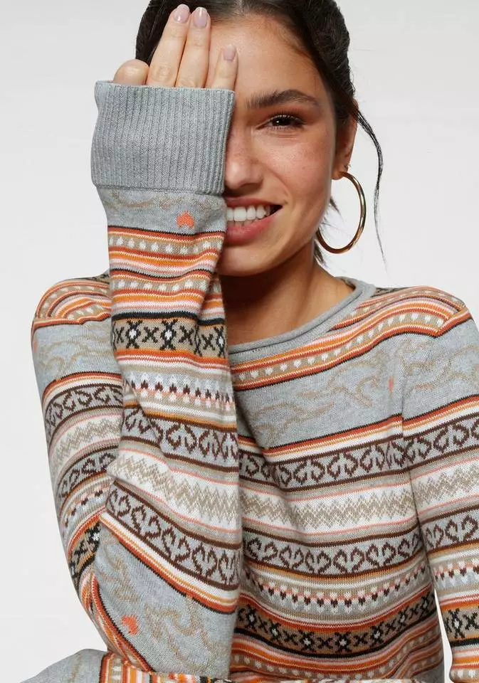 KangaROOS Rundhalspullover im Jaquard-Feinstrick Bunt, Natur-braun 4 KangaROOS Rundhalspullover im Jaquard-Feinstrick Bunt, Natur-braun – Bild 4