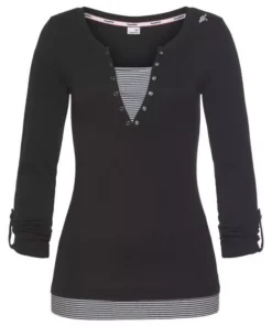 KangaROOS 2-in-1-Shirt mit geöffneter Zierknopfleiste und Turn-up Ärmeln Schwarz-weiß, Himbeere-marine-weiß, Türkis-schwarz-weiß, Marine-weiß -KangaROOS Verkaufsladen 975f160f ef20 5ec6 9e31 fa41bd01d012