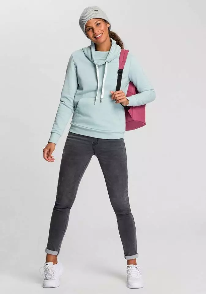 KangaROOS Sweatshirt mit hohem Stehkragen Anthrazit-meliert, Rosa-meliert, Mint-grau-meliert 4 KangaROOS Sweatshirt mit hohem Stehkragen Anthrazit-meliert, Rosa-meliert, Mint-grau-meliert – Bild 4