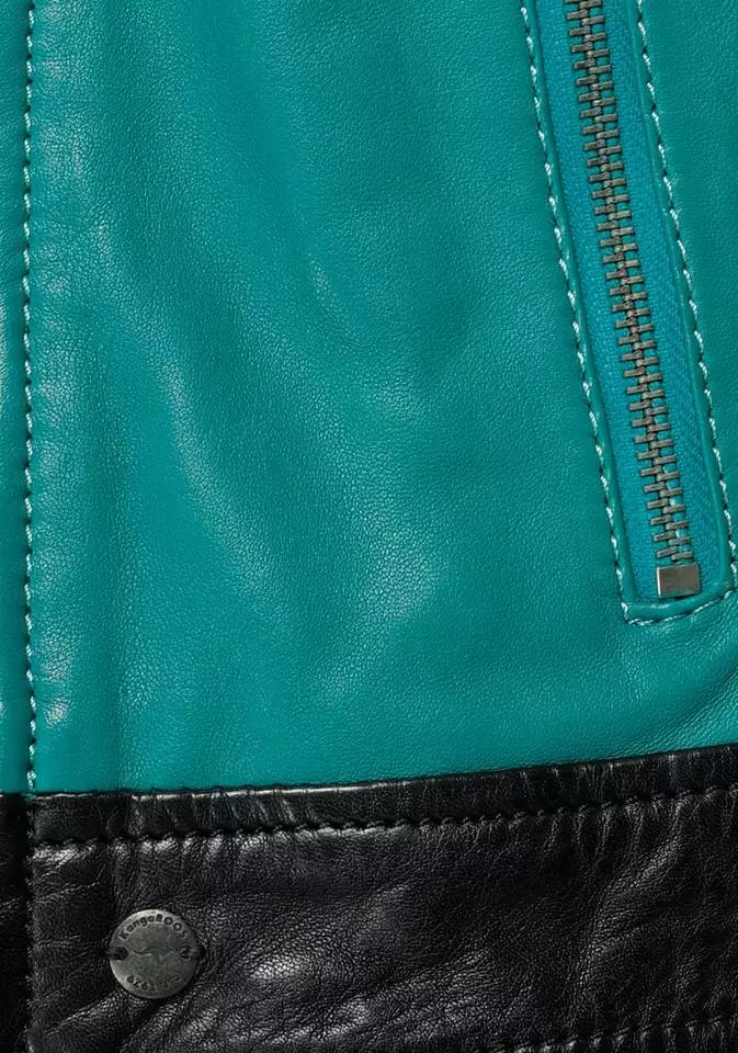 KangaROOS Lederjacke mit farbigen Streifendetails Schwarz-rot, Grün-offwhite 8 KangaROOS Lederjacke mit farbigen Streifendetails Schwarz-rot, Grün-offwhite – Bild 8