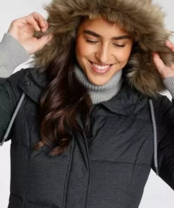 KangaROOS Steppjacke mit kuscheligem, abnehmbarem Fellimitat-Kragen an der Kapuze - NEUE KOLLEKTION Jeansblau-meliert, Schwarz-meliert -KangaROOS Verkaufsladen 989ac964 545f 5f03 b681 4baadfd1e4ec