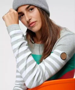 KangaROOS Rundhalspullover in modischer Streifenoptik Beere-rosa, Marine-rot-hellgrau, Hellgrau-türkis-pink, Wollweiß-rosa-dunkelgrün -KangaROOS Verkaufsladen 9969dae7 94a2 59a5 979f 66f79ccd5ddd