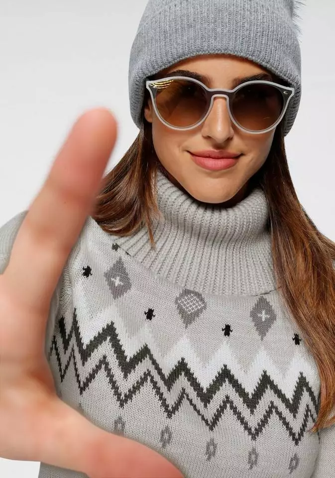 KangaROOS Norwegerpullover mit großem Rollkragen Hellgrau-meliert, Rosa-meliert 4 KangaROOS Norwegerpullover mit großem Rollkragen Hellgrau-meliert, Rosa-meliert – Bild 4