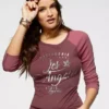 KangaROOS Longsleeve mit Metallic-Print vorne Marine-blau, Schwarz-grau-meliert, Wei&szlig;-hellgrau-meliert, Beere