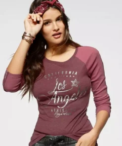 KangaROOS Longsleeve mit Metallic-Print vorne Marine-blau, Schwarz-grau-meliert, Wei&szlig;-hellgrau-meliert, Beere