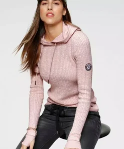 KangaROOS Kapuzenpullover im feinen Zopf-Strick-Design Rosa-wei&szlig;-meliert, Grau-wollwei&szlig;-melange, Dunkelbeige-wollwei&szlig;-melange, Blau-wei&szlig;-meliert -KangaROOS Verkaufsladen 9a78da16 0424 53df baa9 0e7df82112b4